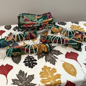 8 vintage fall 🍁 leaves napkins.